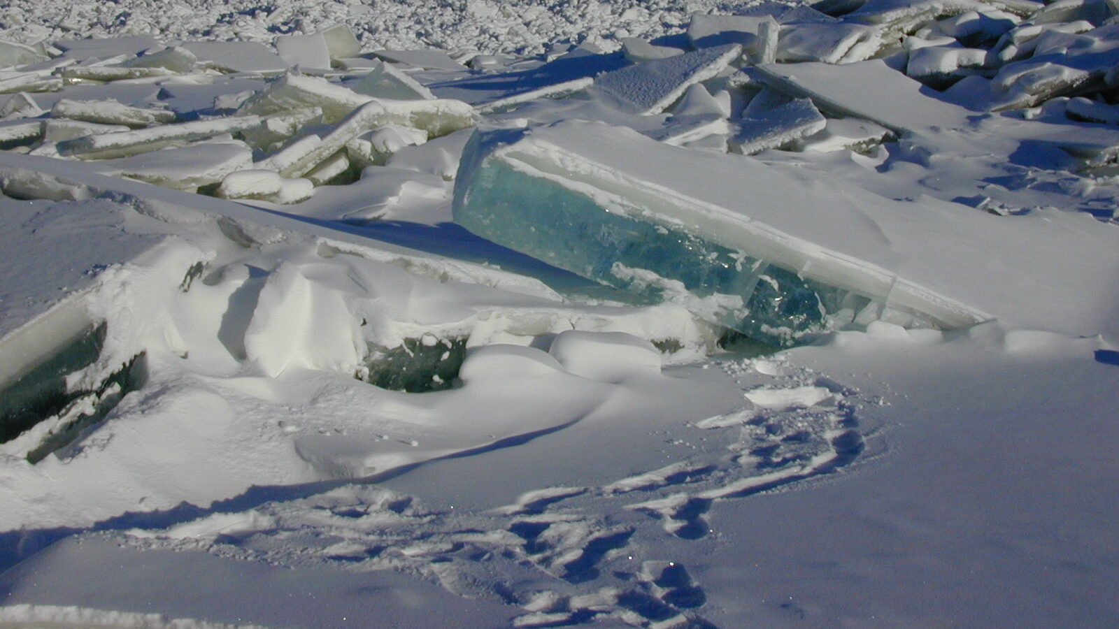 Hummocky ice on the Peace River